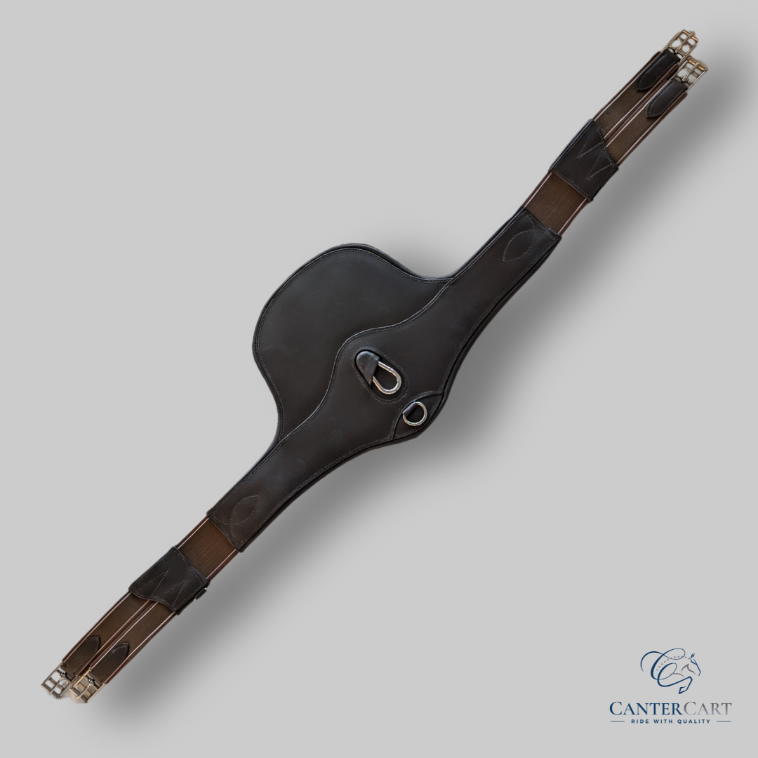 Brown Long Leather Girth with Belly Guard for Jumping