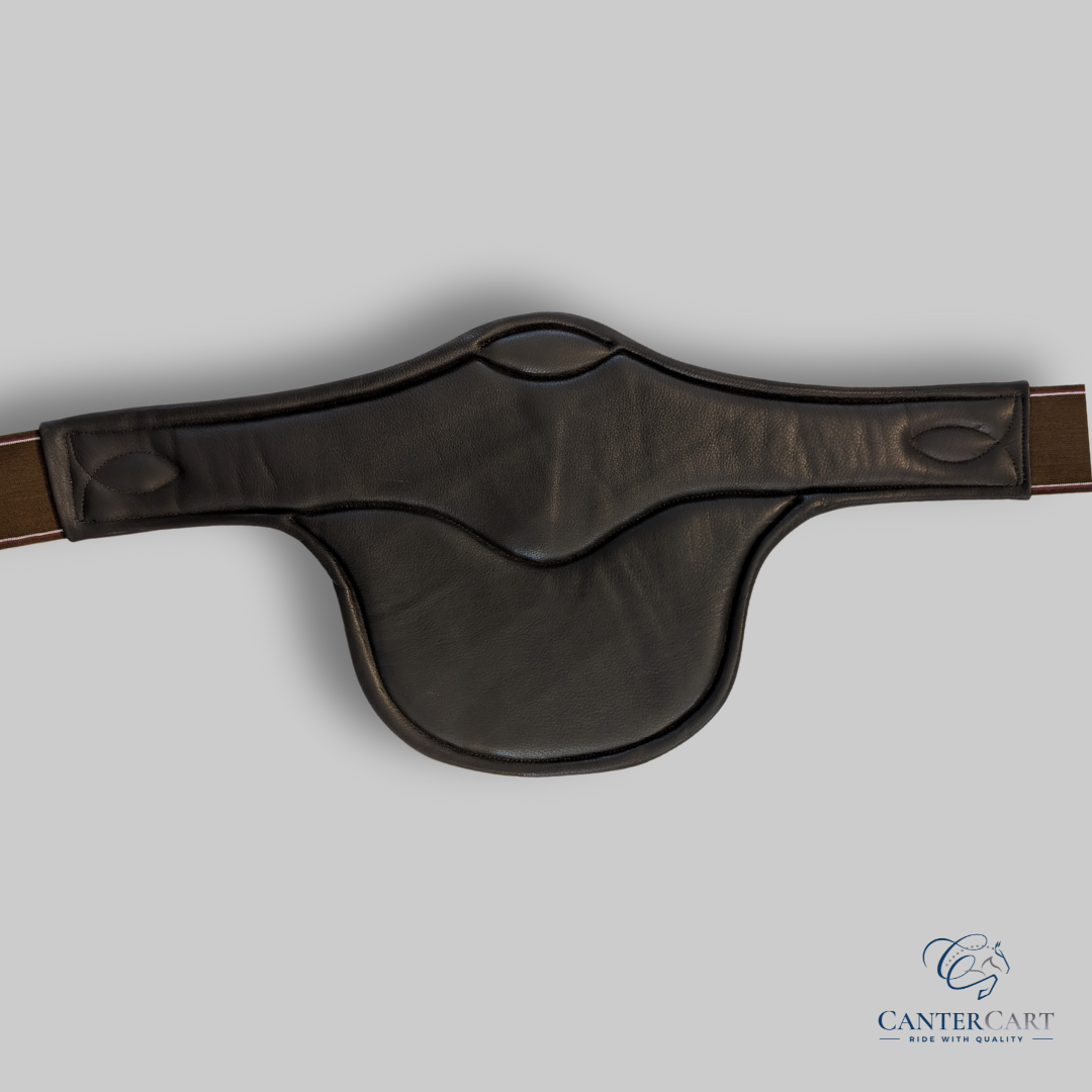 Brown Long Leather Girth with Belly Guard for Jumping