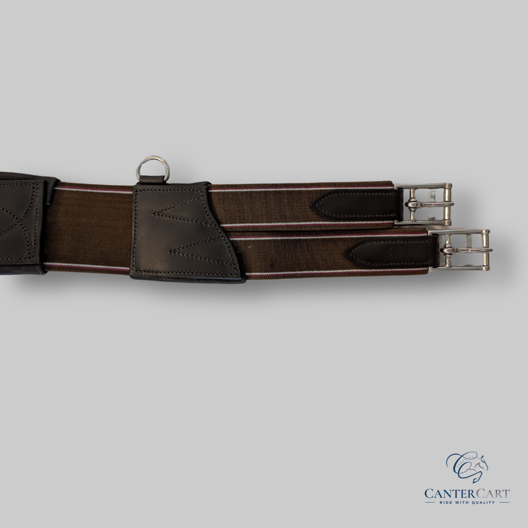Brown Long Leather Girth with Belly Guard for Jumping