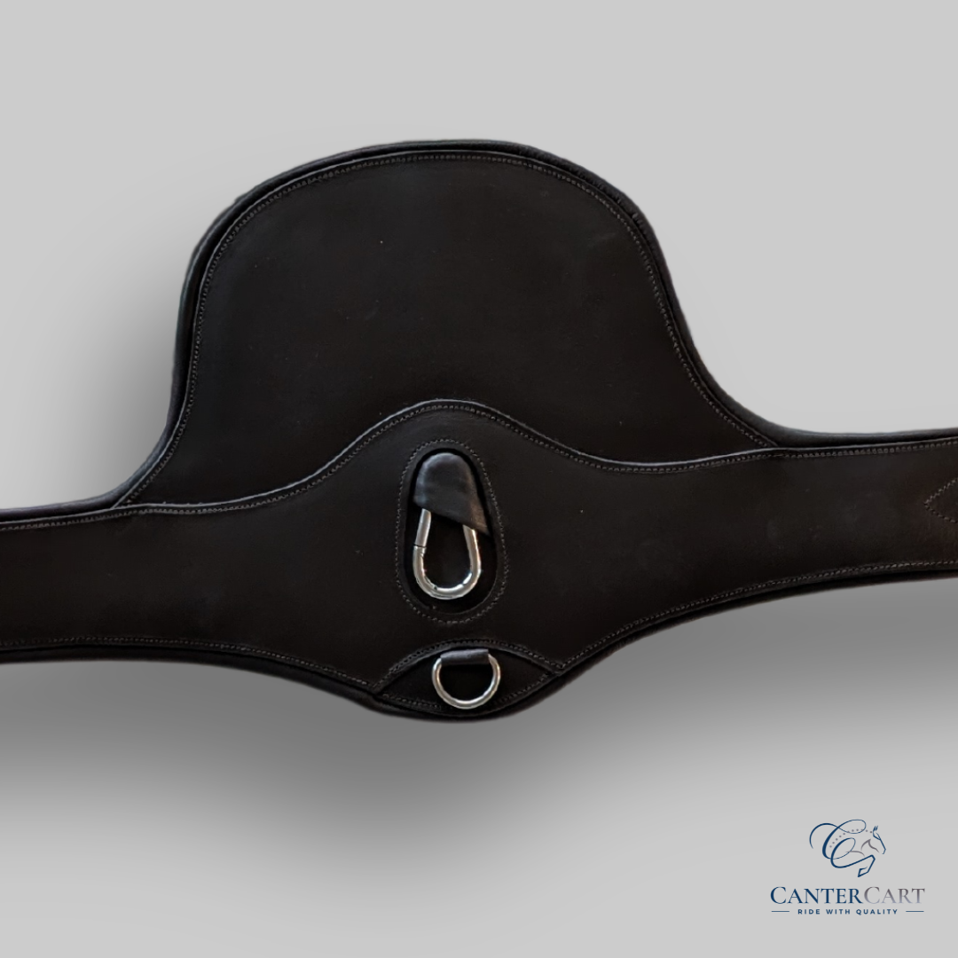 Brown Long Leather Girth with Belly Guard for Jumping