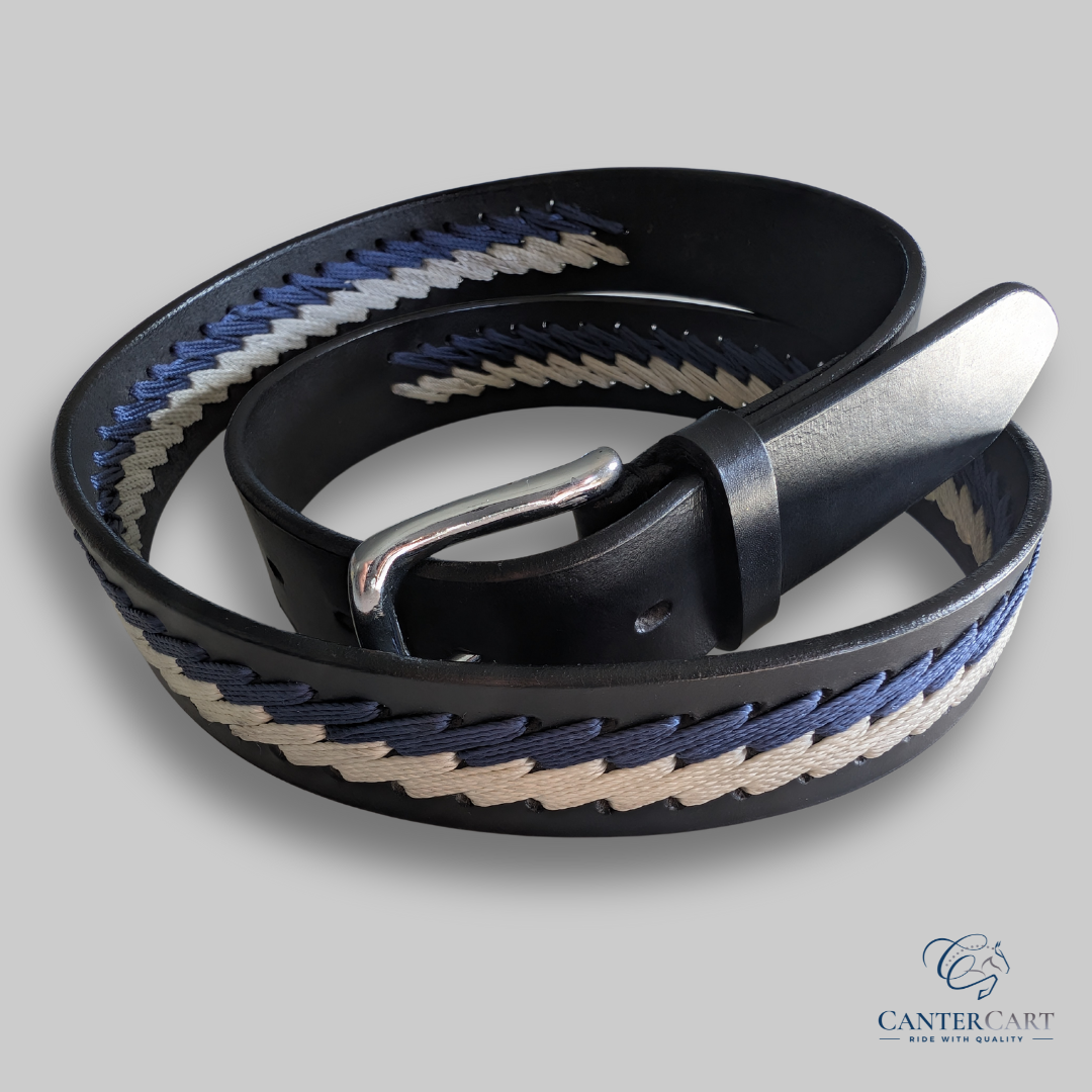 Unisex Black Leather Belt with Modern Stitching