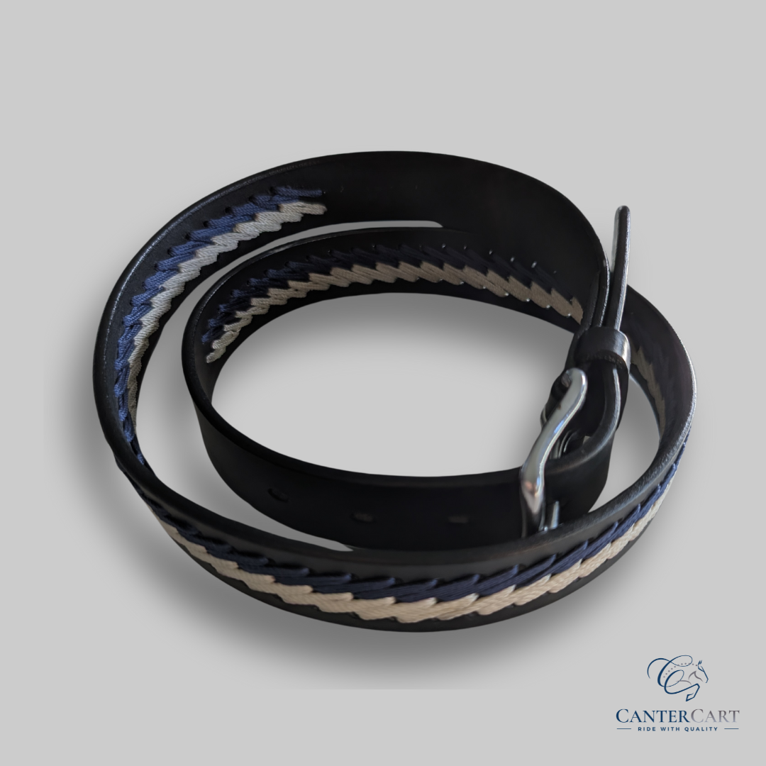 Unisex Black Leather Belt with Modern Stitching