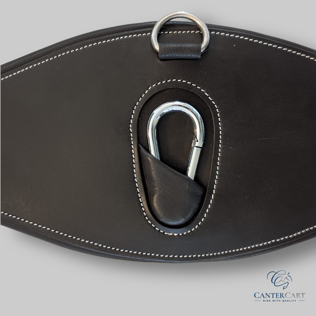 Brown Anatomically-shaped Long Leather Girth with Elastic