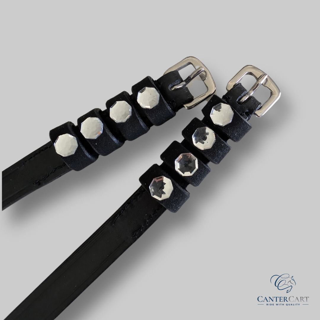Leather Spur Straps with Strass Stones