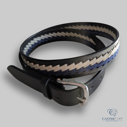 Unisex Black Leather Belt with Modern Stitching